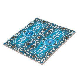 💙 Vackra turkos - brun Azulejos, 8. Kakelplatta