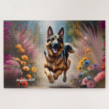 Vackra tyska Shepherd Hund & Flowers