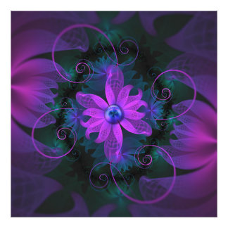 Vackra Ultraviolet Lilac Orchid Fractal Flowers Fototryck