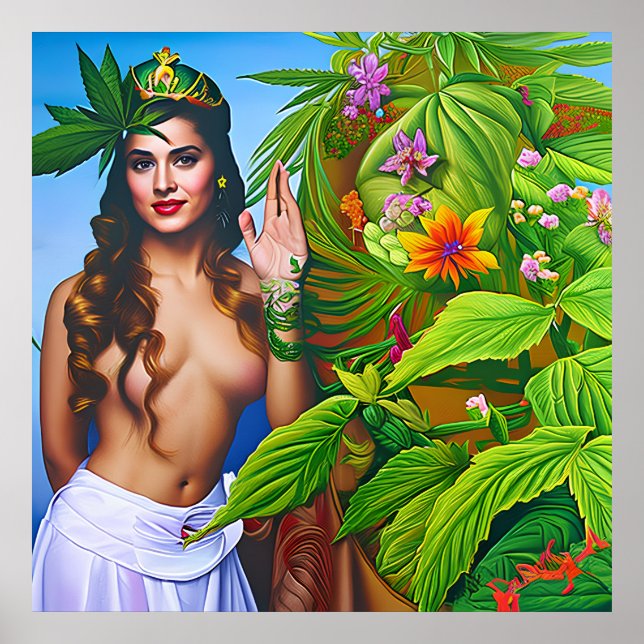 Vackra ut världsdrömmen om Cosmic Ogräs guddess gu Poster (Framsidan)