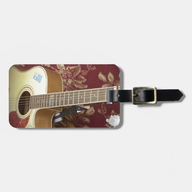Vackra, vackra Vintagen Guitar om African Motif Bagagebricka (Horisontell Framsida)