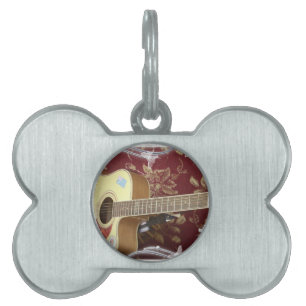 Vackra, vackra Vintagen Guitar om African Motif ID-bricka Husdjur
