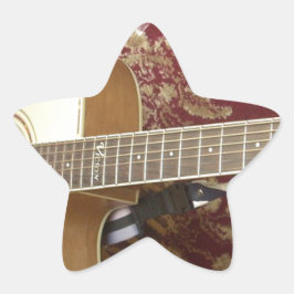 Vackra, vackra Vintagen Guitar om African Motif Stjärnformat Klistermärke