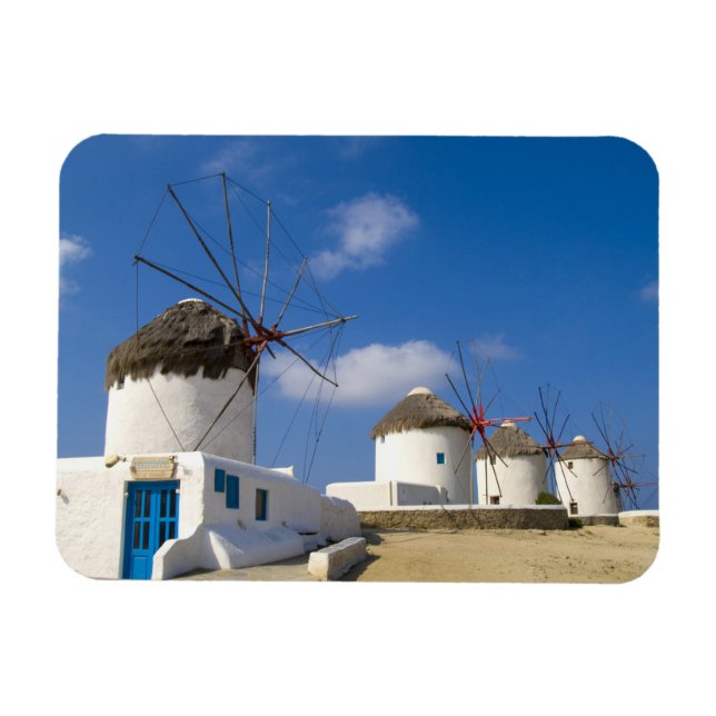 Vackra väderkvarnar på ön Mykonos, Magnet (Horisontell)