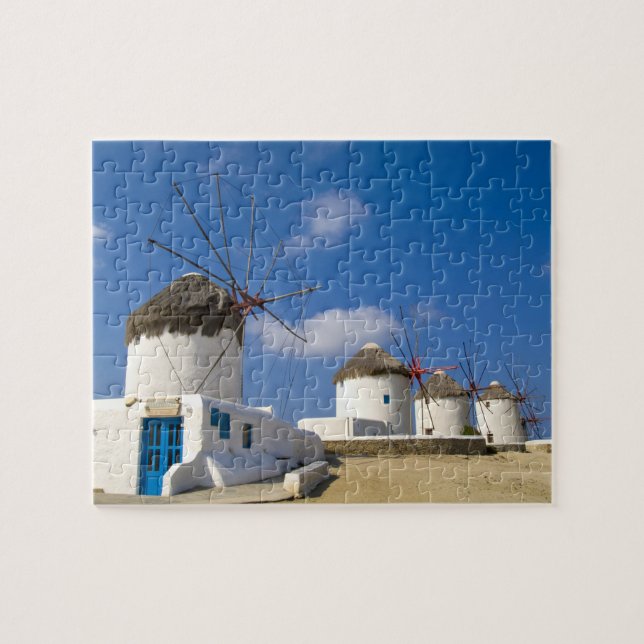 Vackra väderkvarnar på ön Mykonos, Pussel (Horisontell)