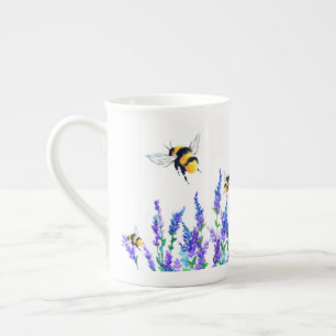 Vackra Vår blommor och bin - Teckning Benporslin Mugg