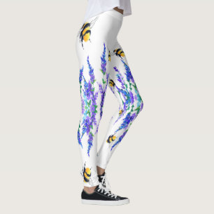 Vackra Vår blommor och bin - Teckning Leggings