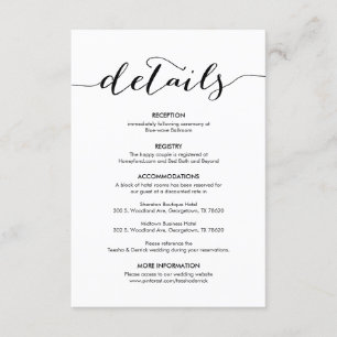 Vackra vår Bröllop-detalj Modern rustik svart Tilläggskort