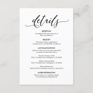 Vackra vår Bröllop Detaljer Modern Rustik Black Tilläggskort