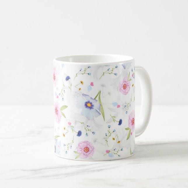 Vackra Vår vattenfärgblommor efter storeman. Kaffemugg (Framsida höger)