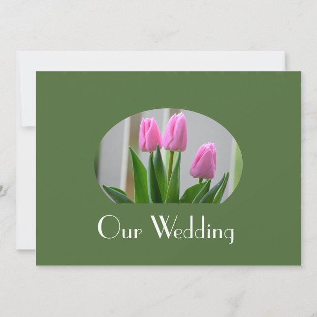 Vackra vårens rosa tulipblommor kristen bröllop inbjudningar (Baksida)