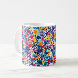Vackra vårfärgade blommor för flickor kaffemugg