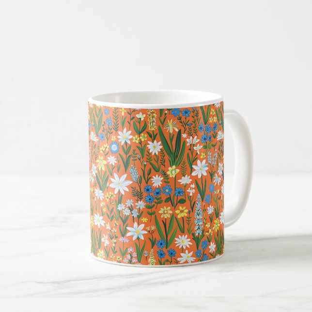 Vackra vårfärgade girlika vilda blommor kaffemugg (Framsida höger)