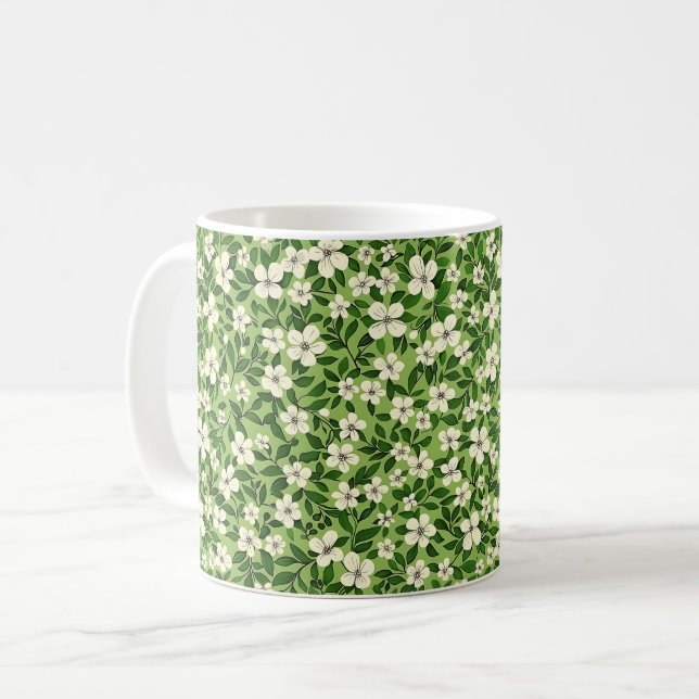 Vackra vårfärgglada flickaktiga vildblommor kaffemugg (Framsida vänster)