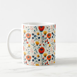 Vackra vårfärgglada flickiga vilda blommor kaffemugg