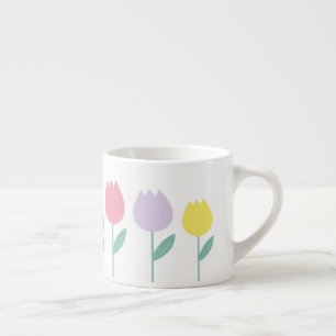 Vackra vårstulpanter Pastell Färg Blommig Espressomugg