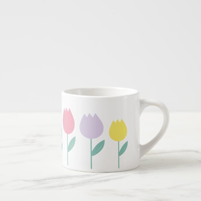 Vackra vårstulpanter Pastell Färg Blommig Espressomugg (Höger)
