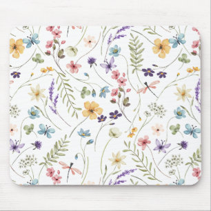 Vackra vattenfärger Blommor och fjärilar Musmatta