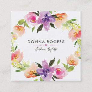 Vackra vattenfärger Flowers Wandeans Fyrkantigt Visitkort