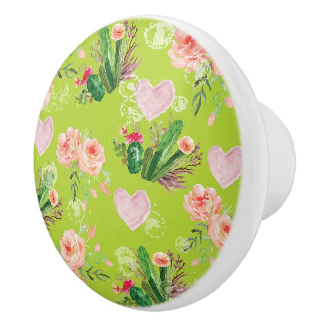 Vackra vattenfärgsfärger i Blommigt Cactus Knopp (Höger)