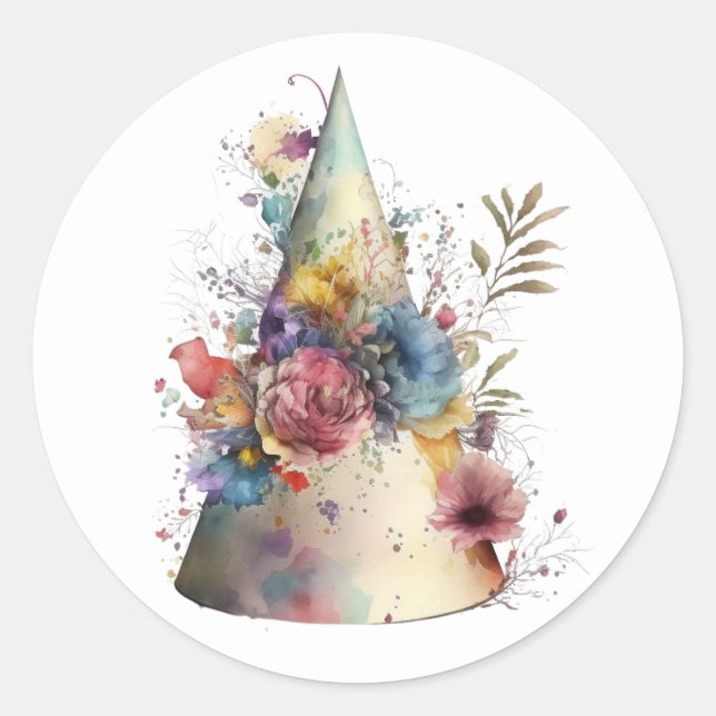 Vackra vattenfärgsstickers runt klistermärke (Framsida)