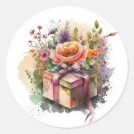 Vackra vattenfärgsstickers runt klistermärke