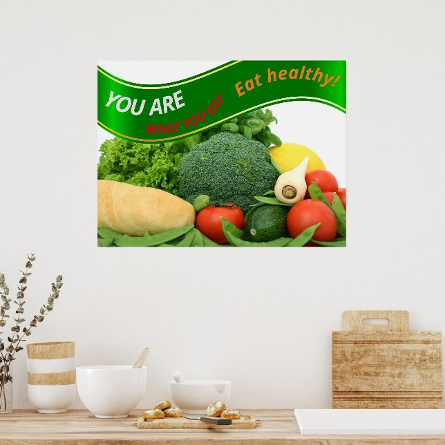 Vackra Veggies: "Du är vad du äter" Poster (Kök)
