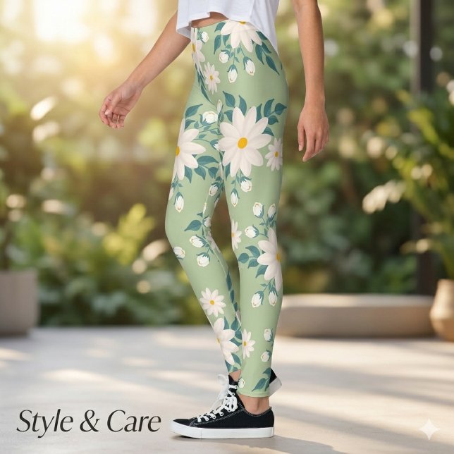 Vackra Vibrerande Tusenskönas Blommiga Leggings (Beautiful Vibrant Daisy Floral Leggings)