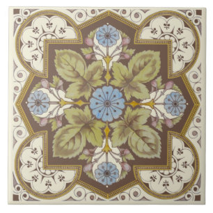 Vackra Viktorianska Blommigten Reproduction Tile Kakelplatta
