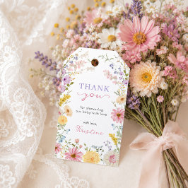 Vackra vilda blommor Baby i blom Baby Shower Presentetikett
