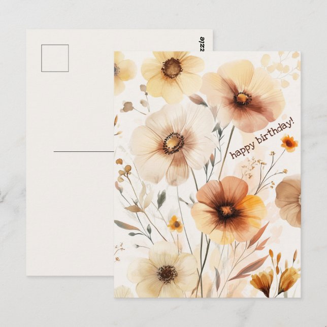 Vackra vilda blommor Blommor GRATTIS PÅ FÖDELSEDAG Vykort (Fram/baksida)