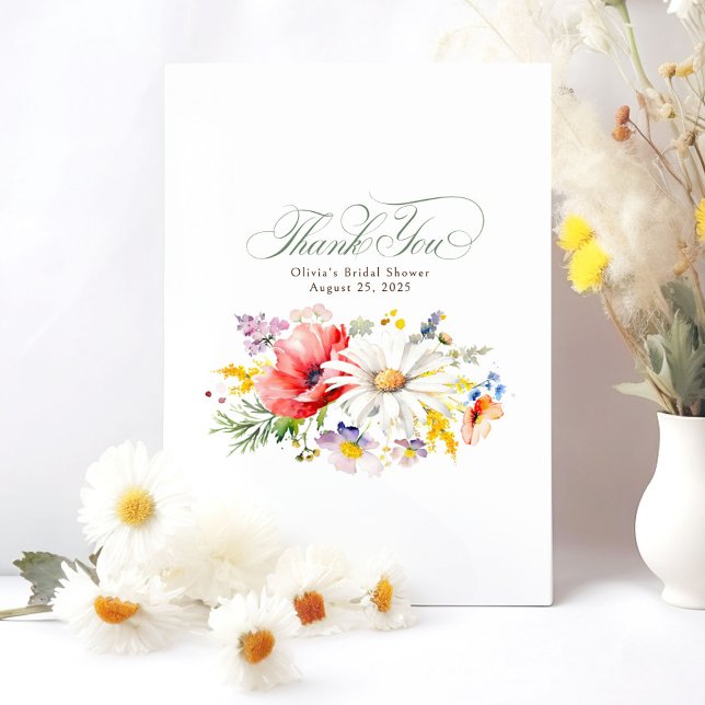 Vackra vilda blommor Liten tack Kort (Wildflowers small thank you cards)