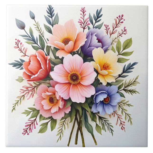 Vackra Vilda Blommor Modern Lyx Kollektion Kakelplatta (Framsidan)