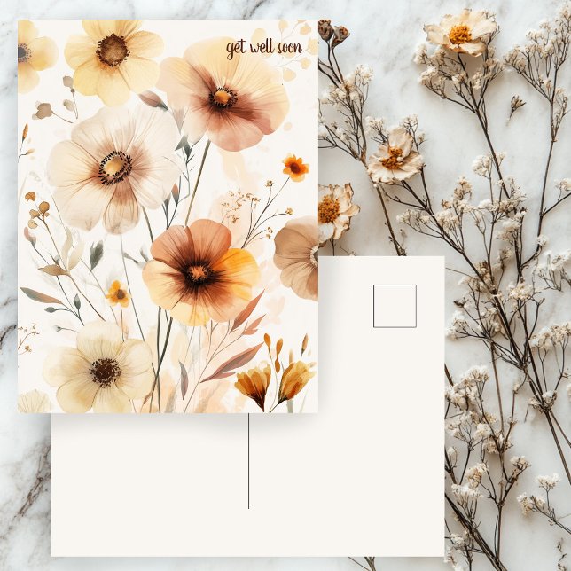Vackra vilda blommor SNARAA KOMMER DIG Vykort (Beautiful Wildflowers Flowers GET WELL SOON Postcard
)