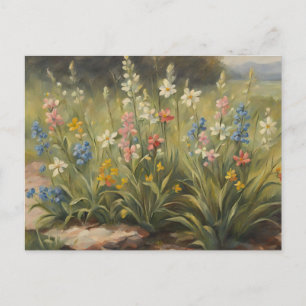 Vackra vilda blommor som växer naturillustration vykort