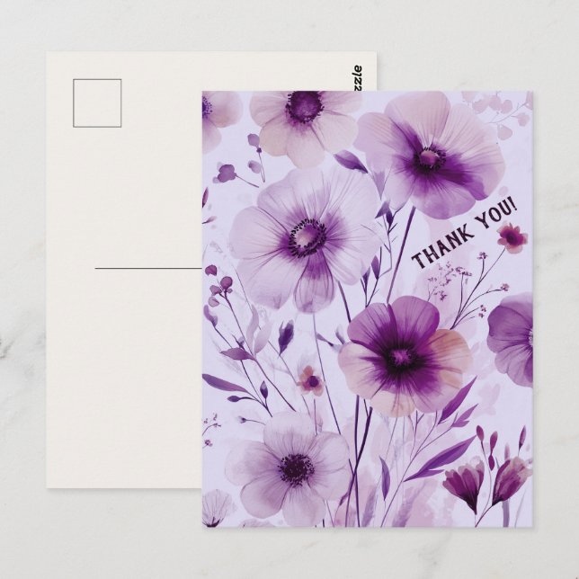 Vackra vilda blommor TACK Vykort (Fram/baksida)