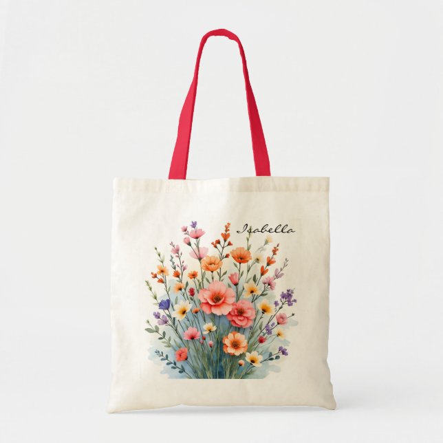 Vackra Vilda Blommor Trendig Lyx Kollektion Tygkasse (Framsidan)