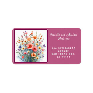 Vackra Vilda Blommor Trendig Lyxig Kollektion Adressetikett