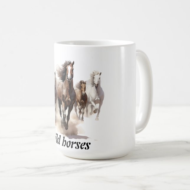 vackra vilda hästar kaffemugg (Framsida höger)