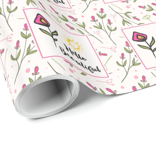 Vackra vildblommor och sol Hej Vacker Presentpapper (Rullad Hörn)