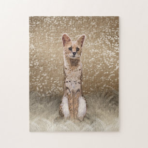 Vackra Vilden Afrikas serval Cat Puzzle Pussel