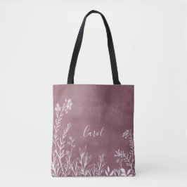 Vackra Vilden Flowers Doodles Tote Bag Tygkasse