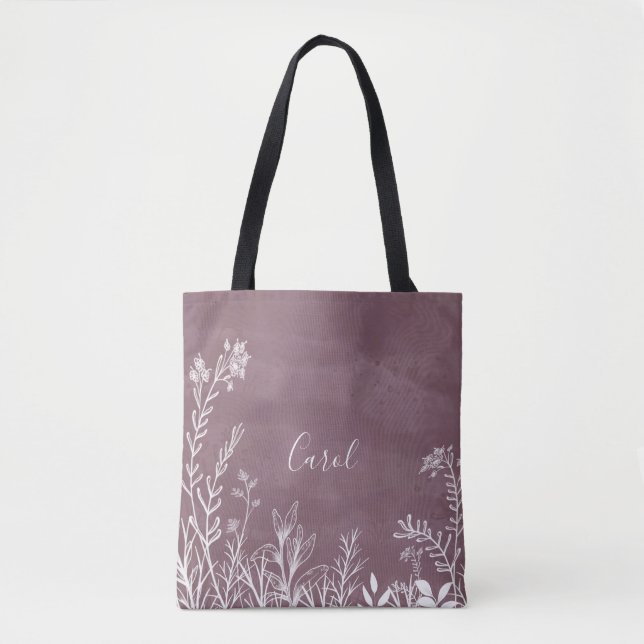 Vackra Vilden Flowers Doodles Tote Bag Tygkasse (Framsida)
