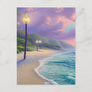 Vackra Vinkara nattmoln vid Beach Ocean Vykort