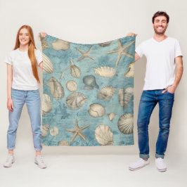 Vackra Vintagar i blått Fleecefilt