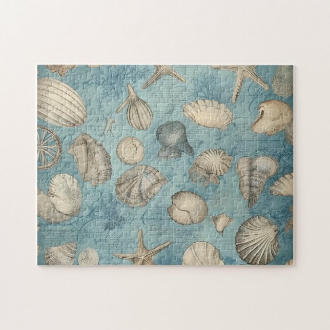 Vackra Vintagar i blått Pussel (Horisontell)