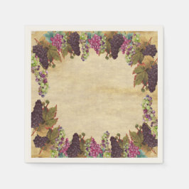 Vackra vintage druvrankor rustika pappers tallrika pappersservett