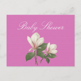 Vackra vintage-magnoliablommor rosa baby shower inbjudan vykort