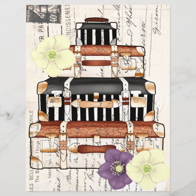 Vackra vintage resväskor scrapbooking  (Framsida)