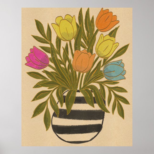 Vackra Vintage Tulpaner Poster (Framsidan)